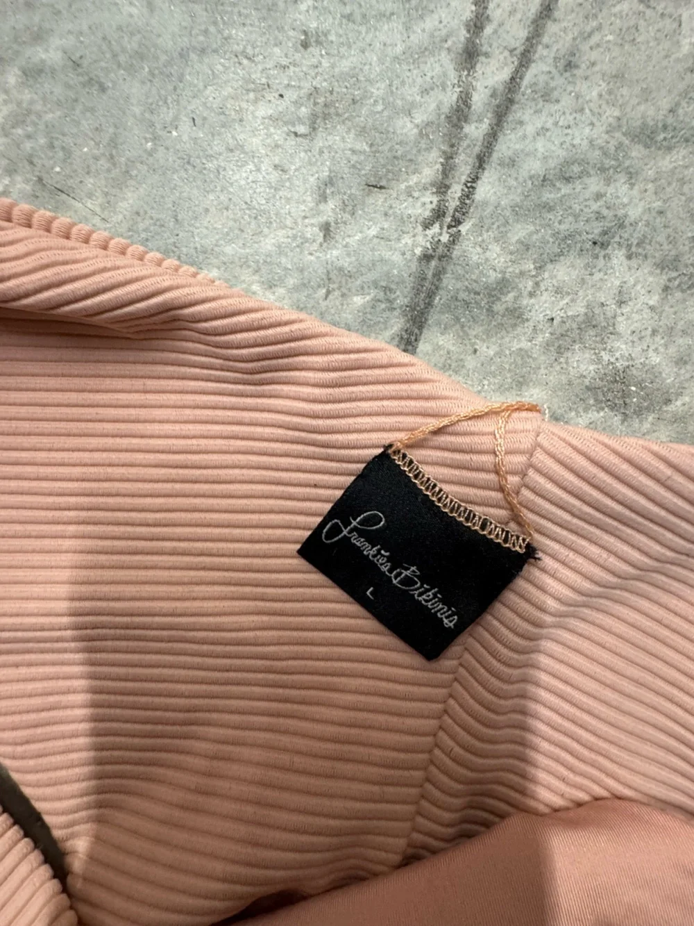 Frankie's Bikinis Ribbed One-Shoulder Bikini in Blush